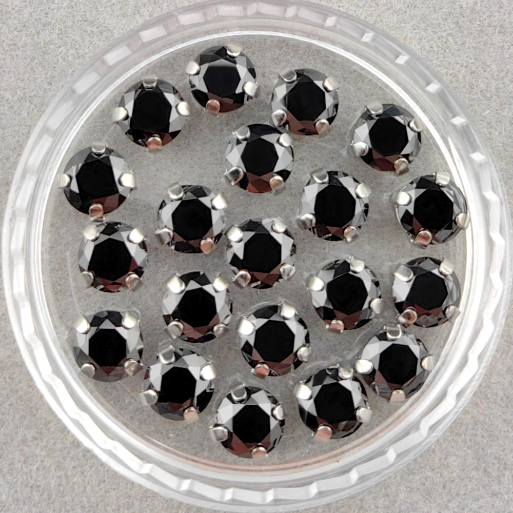 Фианиты шатоны в оправах, Black/Platinum