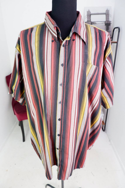 Рубашка Greystone в полоску, маркировка 6XL, визуально на 70 размер