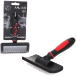 Расческа - пуходерка для животных «ПРОФФ - МОЙ БРО», прорезиненная ручка, цвет красный/черный, 12*17,5см