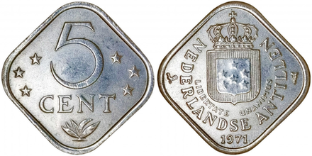 Нидерландские Антильские острова 5 центов, 1971 - 1985 Герб XF