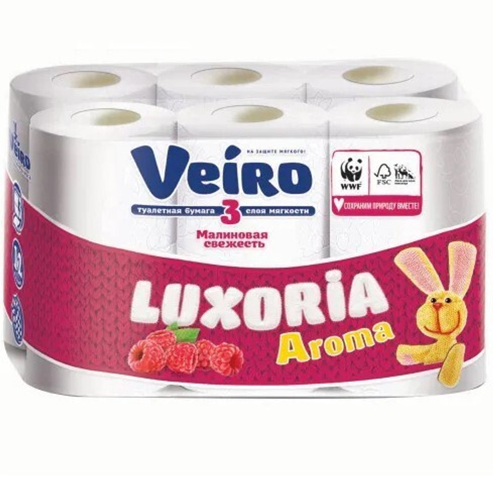 Veiro Туалетная бумага Luxoria Aroma Малиновая свежесть 3-х слойная 12 шт *4*192