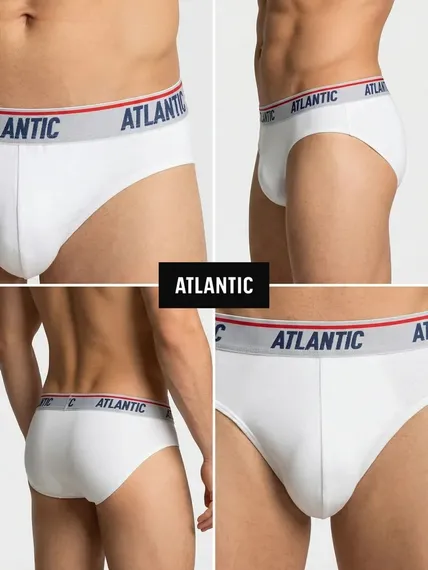 Мужские трусы (3шт) слипы спорт Atlantic 3MP-219, хлопок, белый