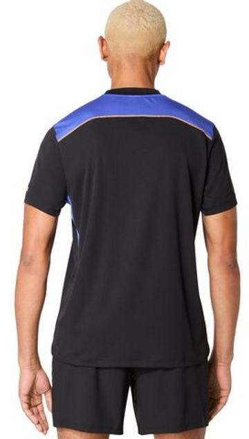 Мужская теннисная футболка Asics Padel Court Short Sleeve Top - performance black/dark cobalt