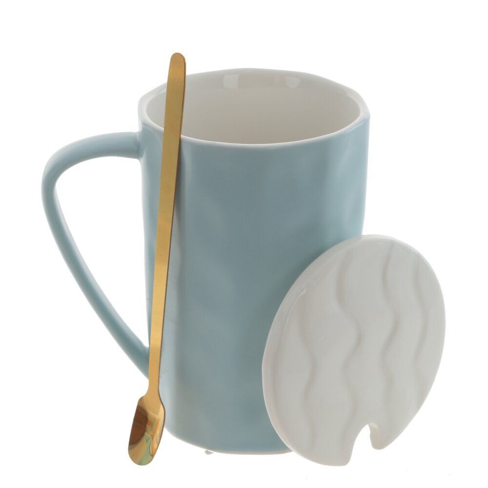 GAEM Кружка с крышкой и ложкой, 400 мл, L11 W8 H12,5 см, 4в.