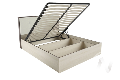 Кровать "ЛК-2 1;6" с осн. ортопед. с подьемным механизмом (Дуб сонома/Велюр карамель)