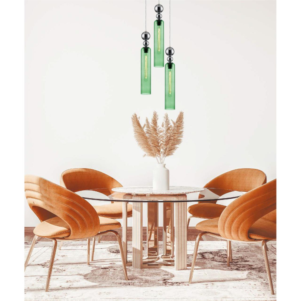 8064/1A MODERNI LN26 380 хром/зеленый, металл/стекло Подвесной светильник E27 1*60W 220V LORENZO