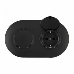 Розетка с заземлением и шторкой, с крышкой Arte Milano SET08-2 SET08-2-41-1x2 black