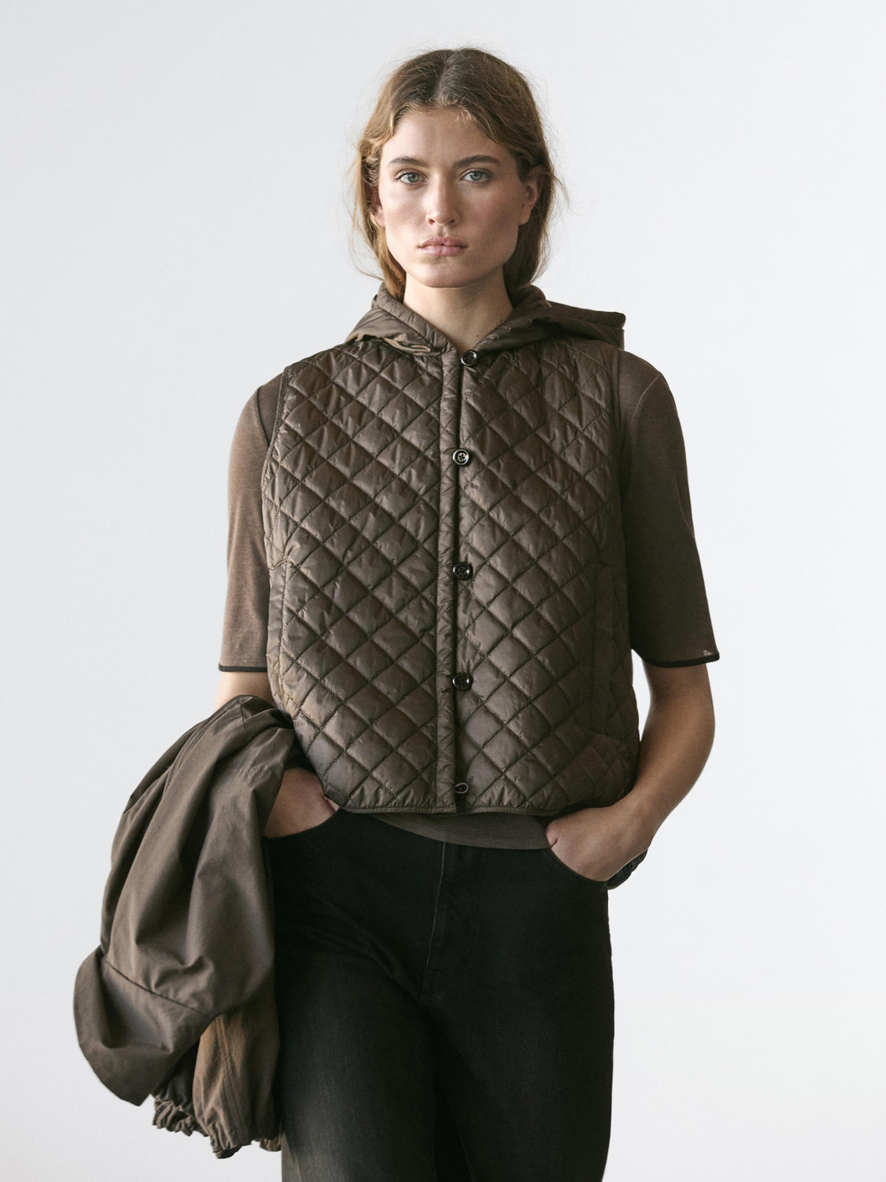 Massimo Dutti Парка объемного кроя, коричневый