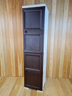 Шкаф высокий, с усиленными рёбрами жёсткости "УЮТ", 40,5х42х161,5 h, 2 сплошных дверцы. Цвет: Бежево-коричневый. Арт: Э-038-БД