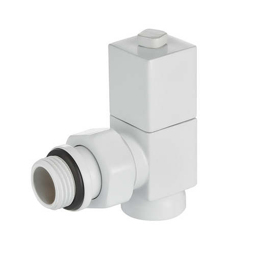Набор дизайн-вентилей Royal Thermo CUBE угловой (белый) 1/2"