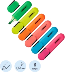 Набор текстовыделителей Kores Bright Liner Plus (толщина линии 0.5-5 мм, 6 цветов)