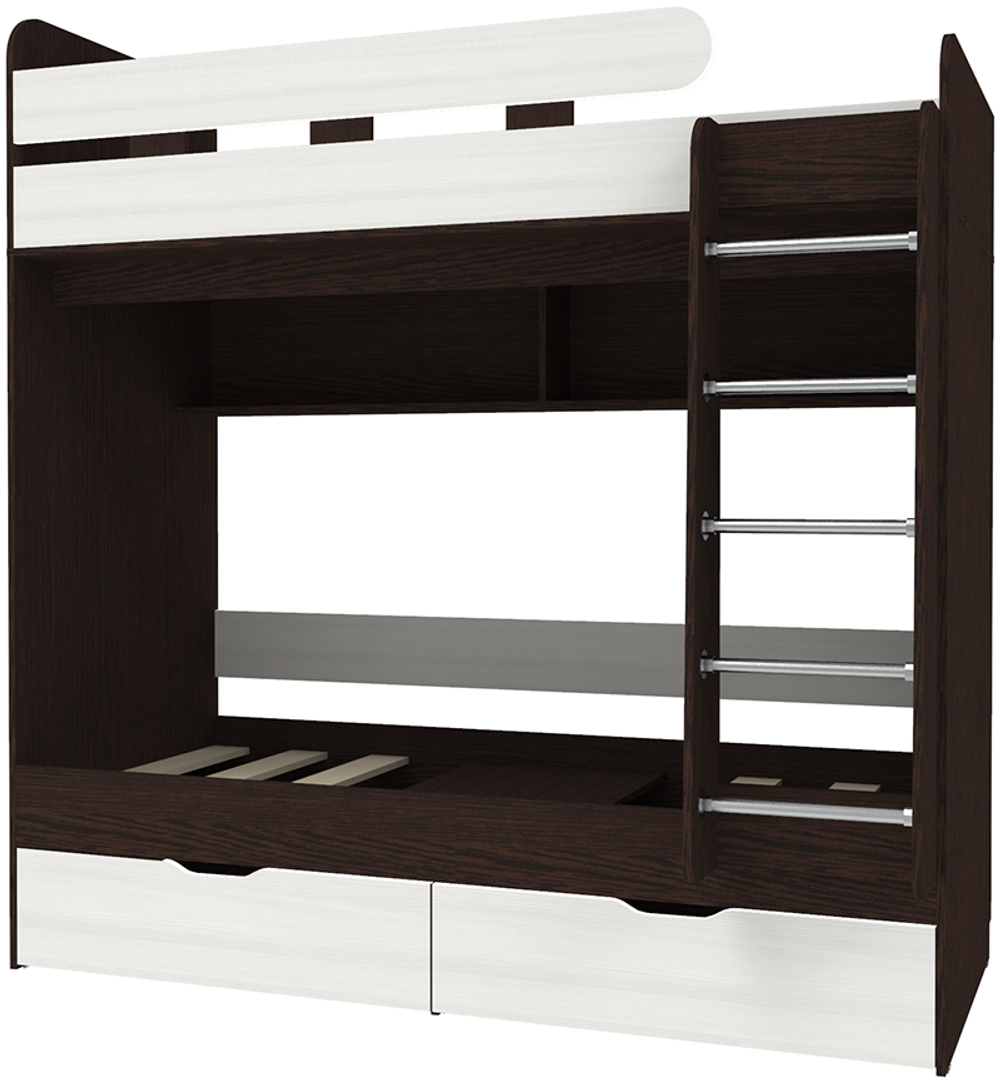 Двухъярусная кровать КарИВи Юниор 5 80х190 Венге Белое Дерево