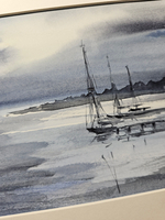 Картина, графика в паспарту 21х30 см на стену для интерьера "Вечер"