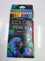 Карандаши цветные "Животные" 12 цветов 3-гранные акварельные с кисточкой