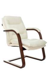 Кресло Бюрократ T-9927WALNUT-AV слоновая кость кожа полозья дерево