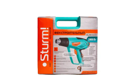 Фен строительный технический, 2000Вт, 300/600C, 250/550л/мин, 5 насадок, Sturm!