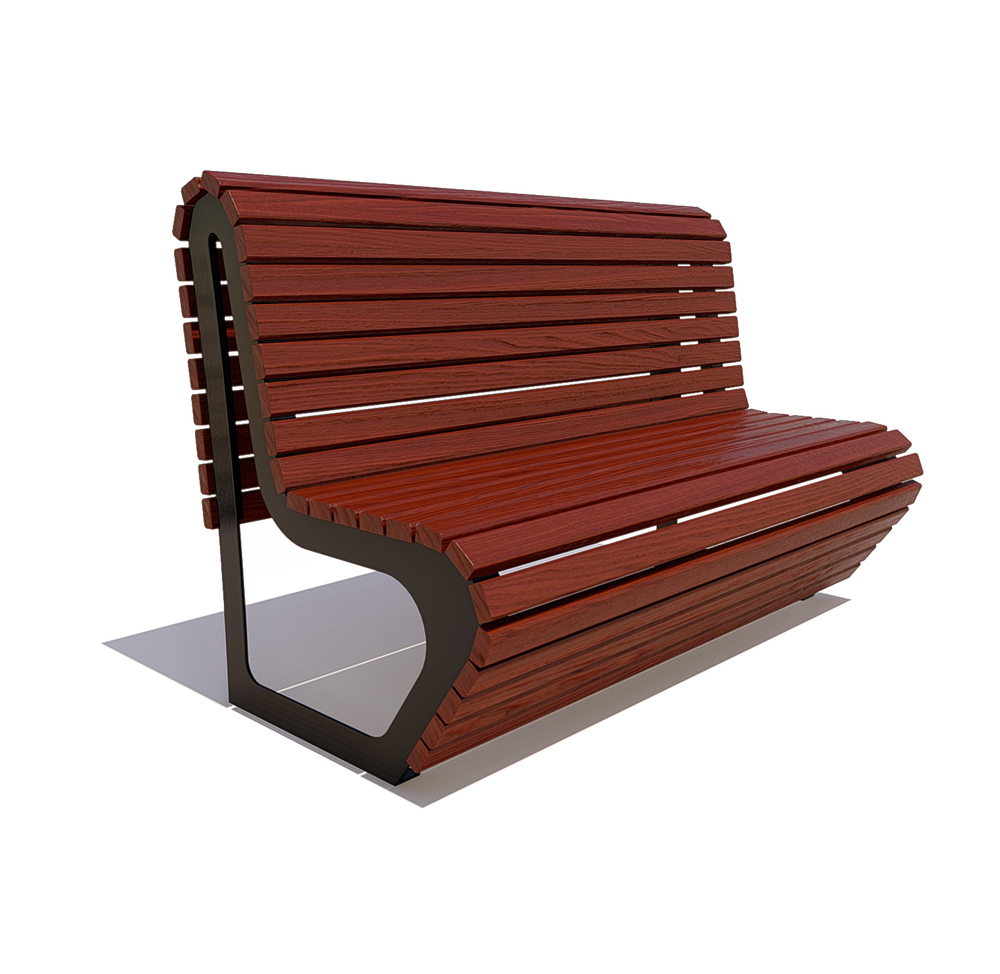 Скамейка стальная "Премиум" сосна 1,2м, без подлокотников, махагон