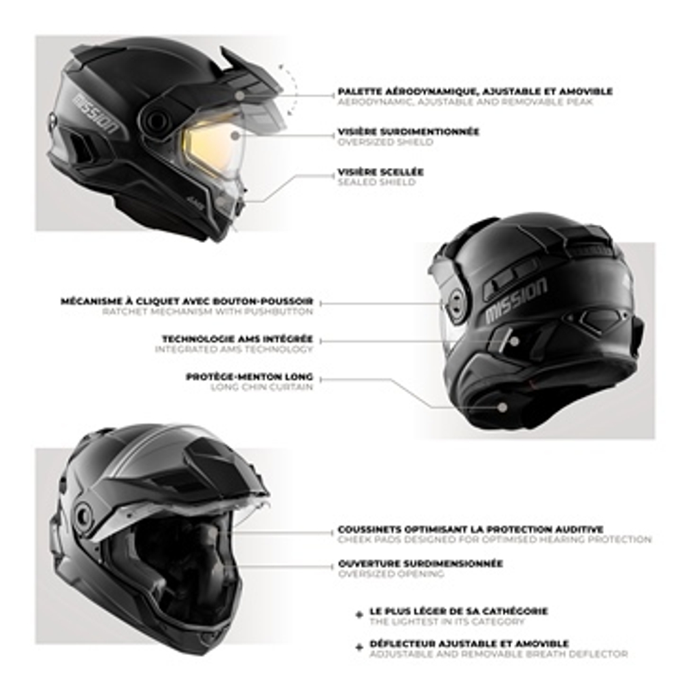 Шлем снегоходный CKX MISSION AMS EDL FULL FACE TRACKER, голубой матовый