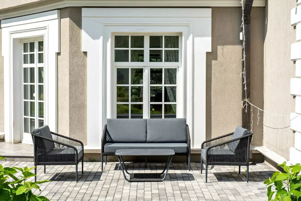 "Канны" лаунж-зона 4-местная плетеная из роупа (веревки), цвет темно-серый