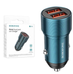 Автомобильный адаптер питания BOROFONE BZ19 2USB 2.4A (синий)