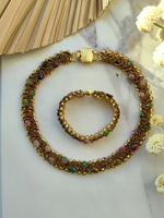 Колье из бисера "Змейка" ручной работы с камнем Турмалин