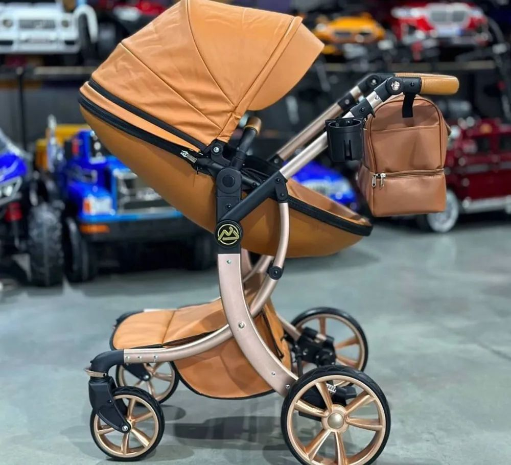 Коляска-трансформер 2 в 1 LUXMOM 608-2 / Коричневая Экокожа