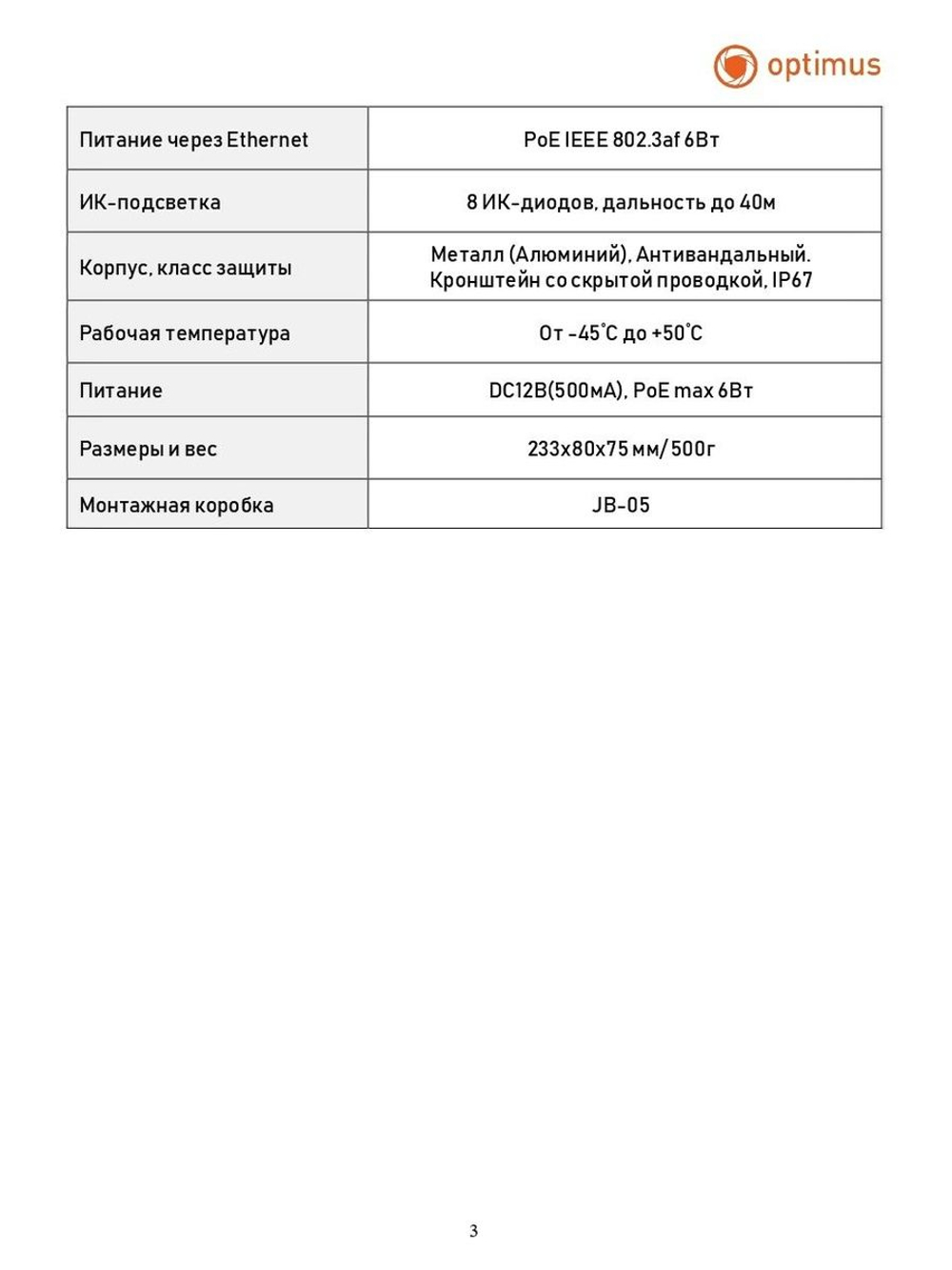 Видеокамера Optimus Prime IP-015.0(4x)MPC