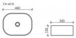Умывальник чаша накладная овальная Element 460x350x155мм