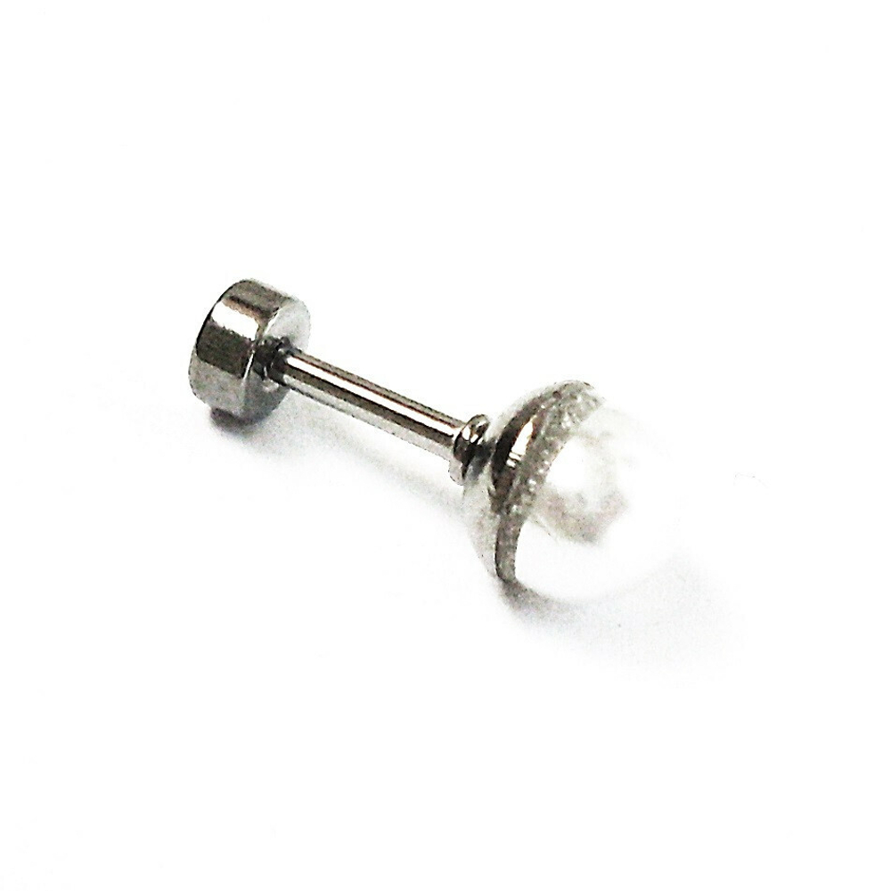 Микроштанга ( 6 мм) для пирсинга уха с жемчужиной. Медицинская сталь. 1 шт.