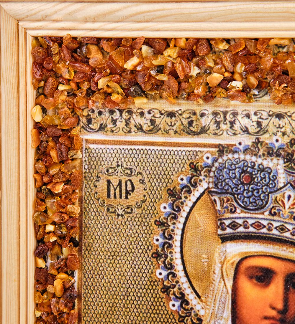 AMB-51/14 Икона Божией Матери «Тамбовская» (с янтарной крошкой) дер.рамка 21х30