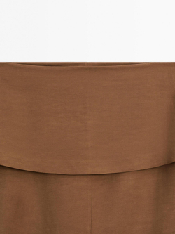Massimo Dutti Короткая юбка из струящейся ткани с корсетным поясом, горчичный
