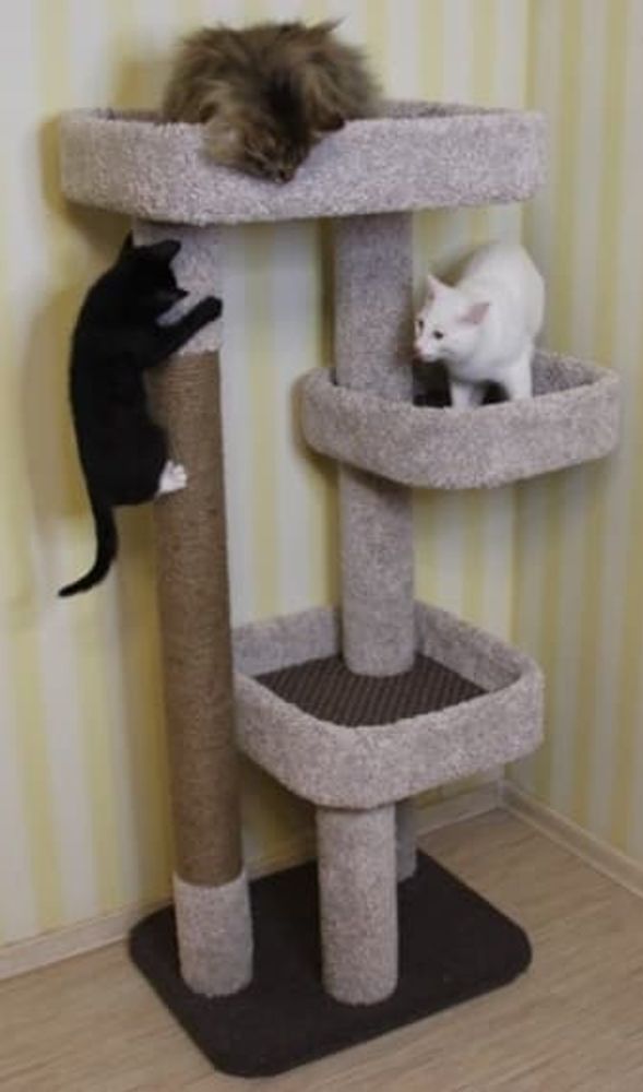 Когтеточка-Лежанка Комфорт КЛК 125 высота 125 осн. 47*59 3 лежанки 1 когтеточ (ЕТК ЗОО)