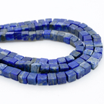 Лазурит бусины, куб, размер около 4-4,3 мм, цена за отрезок 19 см (1/2 нити)