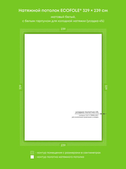 Матовый натяжной потолок 7.9 м2