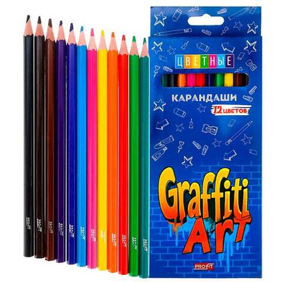 Карандаши цветные 12 цв. Граффтити КЦ-2627/ОЗОН