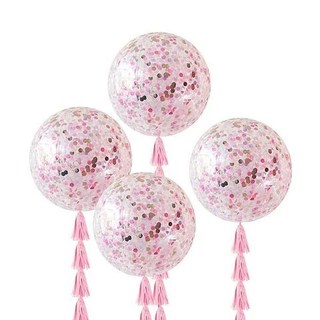 Большой шар сфера с розовым конфетти - 60 см