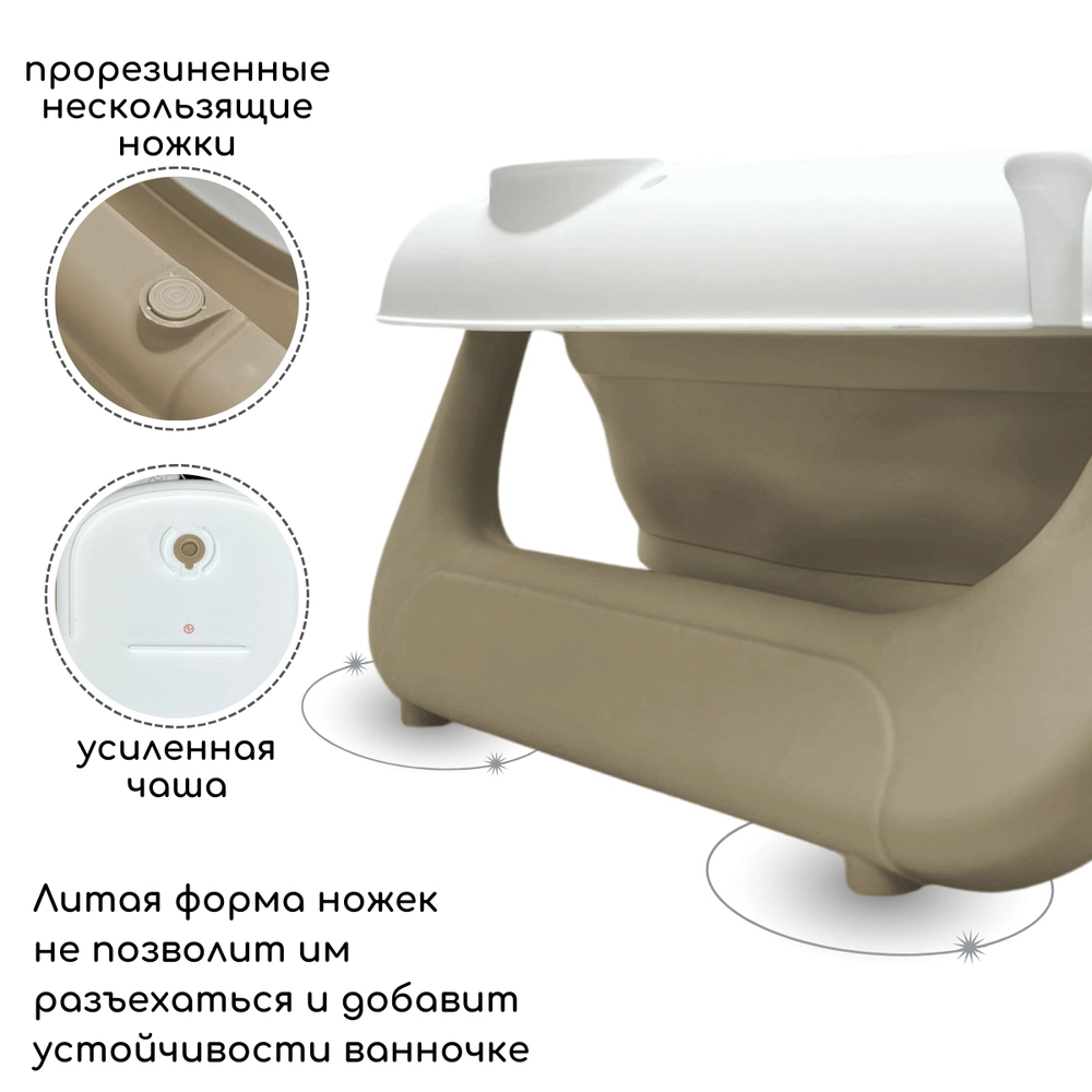 Ванна детская Bubago Felice со сливом, термометром, матрасиком бежевый