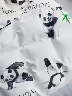 Простынь на резинке перкаль Сказка "Панды" 160x200 см