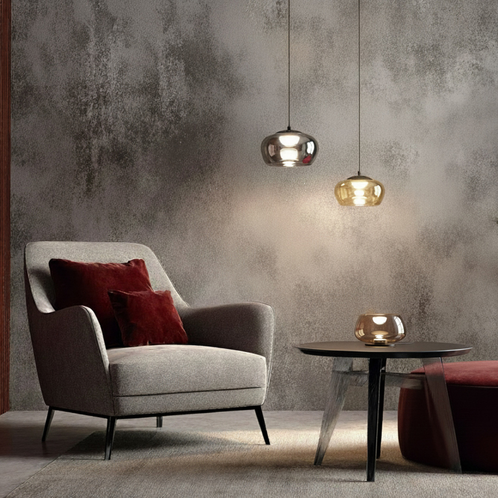 Настольная лампа FLOA, 12 Вт, 3000К, ?220 мм, металл, стекло, черный, янтарный