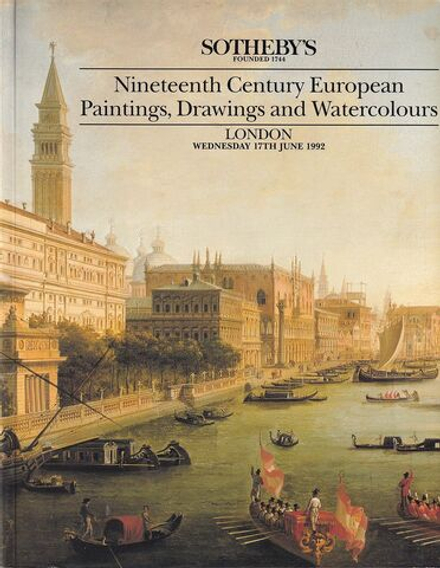 Каталог аукциона Sotheby's, Лондон, Европейская живопись, рисунки и акварели XIX века от 17 июня 1992 года
