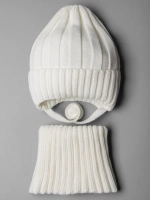 Шапка детская на осень и снуд с завязками