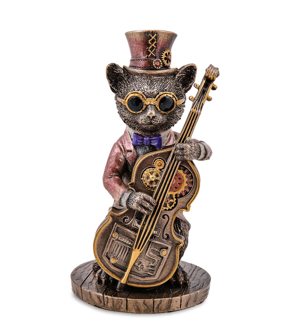 Veronese WS-1240/ 1 Статуэтка в стиле Стимпанк «Мистер Кот с контрабасом»
