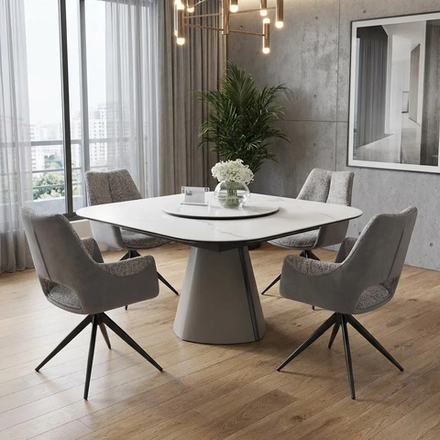 Стол М-City DISAUR Рубен (Ruben) 132 Tl-45 Белый мрамор, Испанская керамика, стекло, Латте