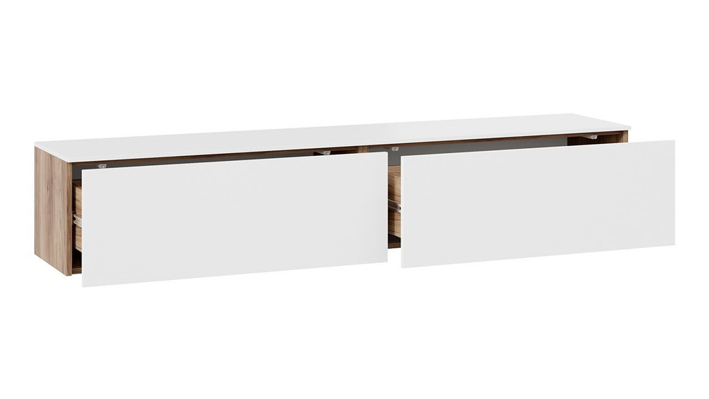 Тумба под телевизор подвесная Яблоня Беллуно/Белый софт 180х37х33 см
