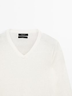 Massimo Dutti Свитер из 100% льняной ткани, белый