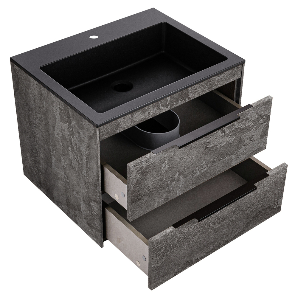 Тумба под раковину Vincea Chiara 2D 600 подвесная, 2 выкатных ящика soft-close, G.Stone