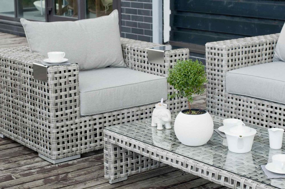 "Тито" лаунж-зона из искусственного ротанга, цвет серый