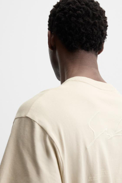 ZARA ФУТБОЛКА С ВЫШИТОЙ НАДПИСЬЮ, КАМЕННО-СЕРЫЙ