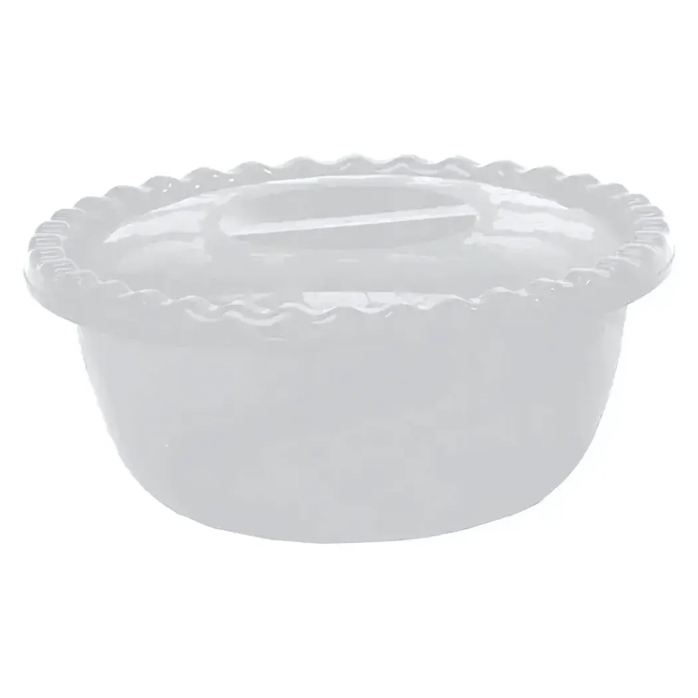 Миска круглая 3л. с крышкой белый ротанг 0,105,25х0,25м