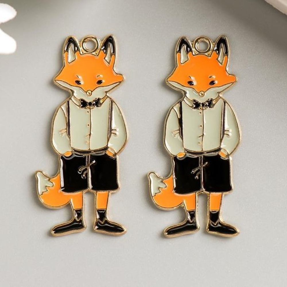 Декор для творчества металл "Лис нарядный" эмаль 4,5х1,9 см